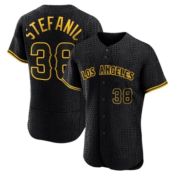 Michael Stefanic Men's Authentic Los Angeles Angels Black Snake Skin City Jersey