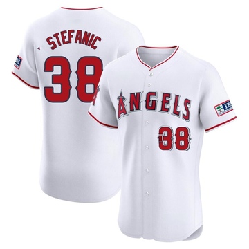 Michael Stefanic Men's Elite Los Angeles Angels White Home Patch Jersey