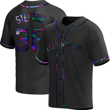 Michael Stefanic Men's Replica Los Angeles Angels Black Holographic Alternate Jersey