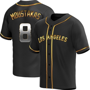 Mike Moustakas Men's Replica Los Angeles Angels Black Golden Alternate Jersey