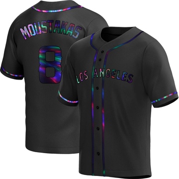 Mike Moustakas Men's Replica Los Angeles Angels Black Holographic Alternate Jersey