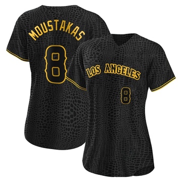 Mike Moustakas Women's Authentic Los Angeles Angels Black Snake Skin City Jersey