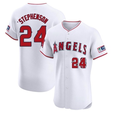 Robert Stephenson Men's Elite Los Angeles Angels White Home Patch Jersey