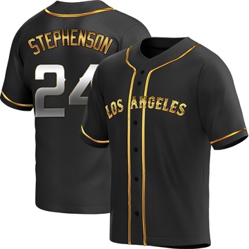 Robert Stephenson Men's Replica Los Angeles Angels Black Golden Alternate Jersey