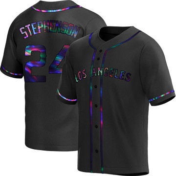 Robert Stephenson Men's Replica Los Angeles Angels Black Holographic Alternate Jersey