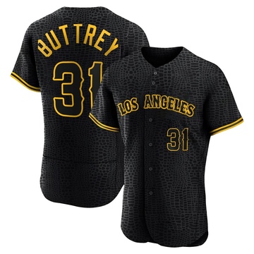 Ty Buttrey Men's Authentic Los Angeles Angels Black Snake Skin City Jersey