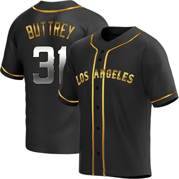 Ty Buttrey Men's Replica Los Angeles Angels Black Golden Alternate Jersey