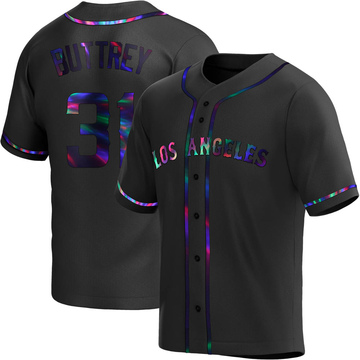 Ty Buttrey Men's Replica Los Angeles Angels Black Holographic Alternate Jersey