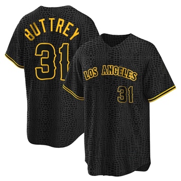 Ty Buttrey Men's Replica Los Angeles Angels Black Snake Skin City Jersey