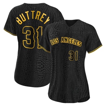 Ty Buttrey Women's Authentic Los Angeles Angels Black Snake Skin City Jersey