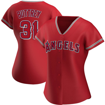 Ty Buttrey Women's Authentic Los Angeles Angels Red Alternate Jersey