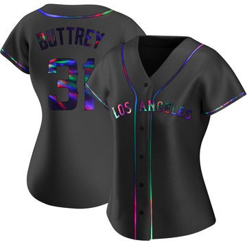 Ty Buttrey Women's Replica Los Angeles Angels Black Holographic Alternate Jersey