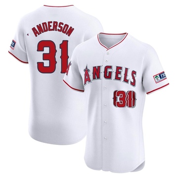 Tyler Anderson Men's Elite Los Angeles Angels White Home Patch Jersey