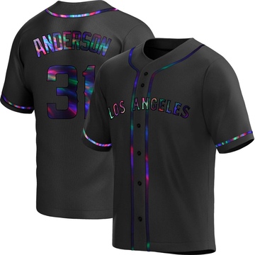 Tyler Anderson Men's Replica Los Angeles Angels Black Holographic Alternate Jersey