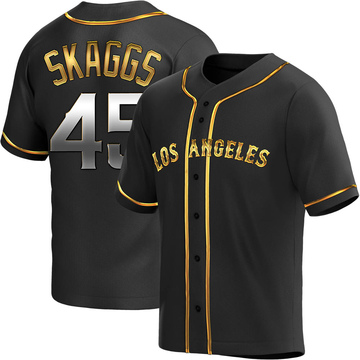 Tyler Skaggs Men's Replica Los Angeles Angels Black Golden Alternate Jersey