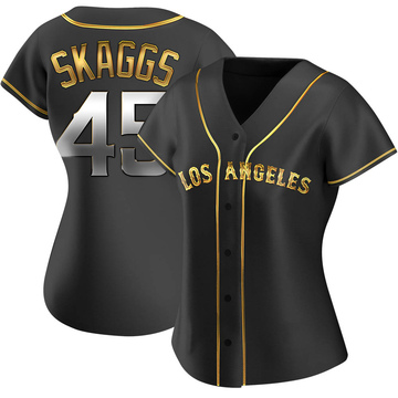 Tyler Skaggs Women's Replica Los Angeles Angels Black Golden Alternate Jersey