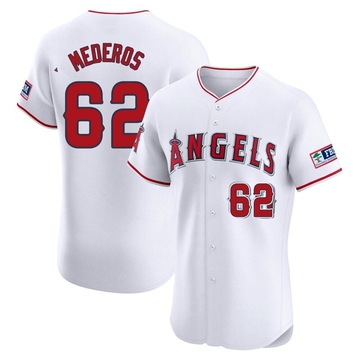 Victor Mederos Men's Elite Los Angeles Angels White Home Patch Jersey