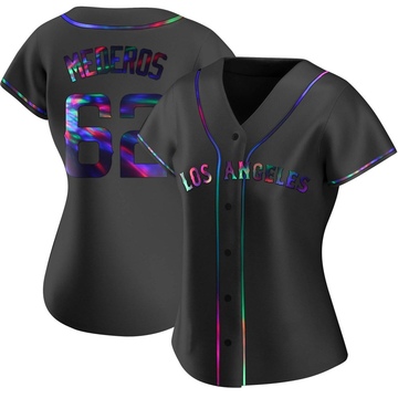 Victor Mederos Women's Replica Los Angeles Angels Black Holographic Alternate Jersey