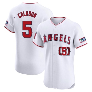 Willie Calhoun Men's Elite Los Angeles Angels White Home Patch Jersey