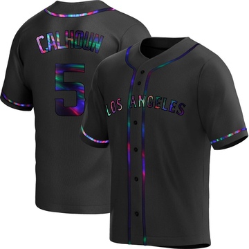 Willie Calhoun Men's Replica Los Angeles Angels Black Holographic Alternate Jersey