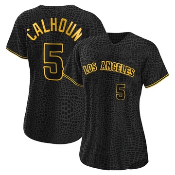 Willie Calhoun Women's Authentic Los Angeles Angels Black Snake Skin City Jersey