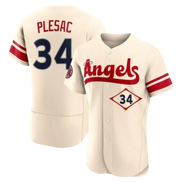 Zach Plesac Men's Authentic Los Angeles Angels Cream 2022 City Connect Jersey