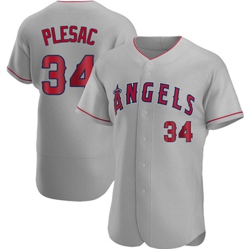 Zach Plesac Men's Authentic Los Angeles Angels Gray Road Jersey