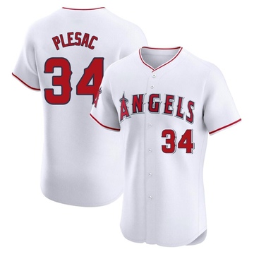 Zach Plesac Men's Elite Los Angeles Angels White Home Jersey