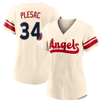 Zach Plesac Women's Authentic Los Angeles Angels Cream 2022 City Connect Jersey