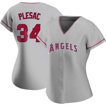 Zach Plesac Women's Authentic Los Angeles Angels Silver Road Jersey